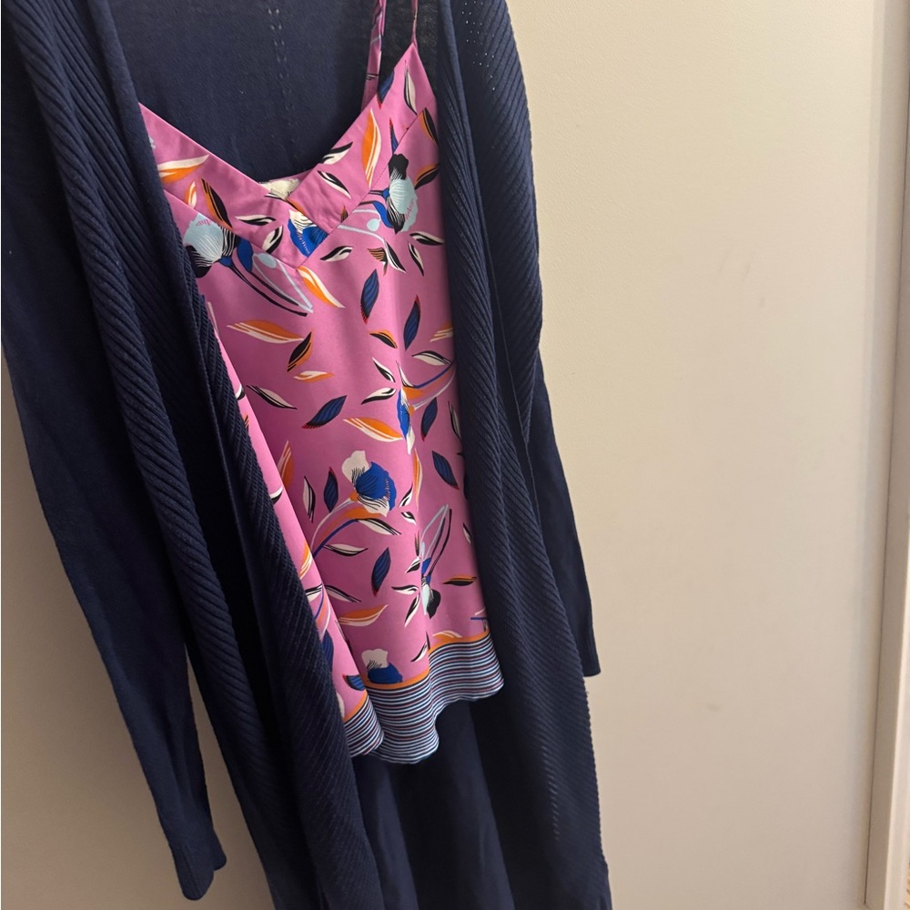 Floral Pink and Navy Layered Top